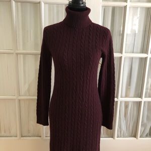 Ralph Laureen Maroon Cashmere Cable Knit Dress
